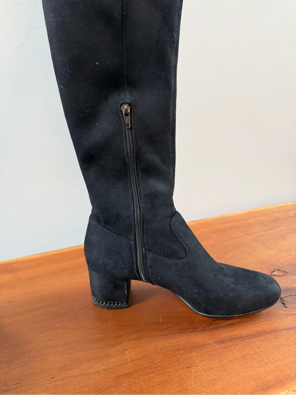 Michael Kors Jamie Over-the-Knee Boots Black 8.5 Chain Heel